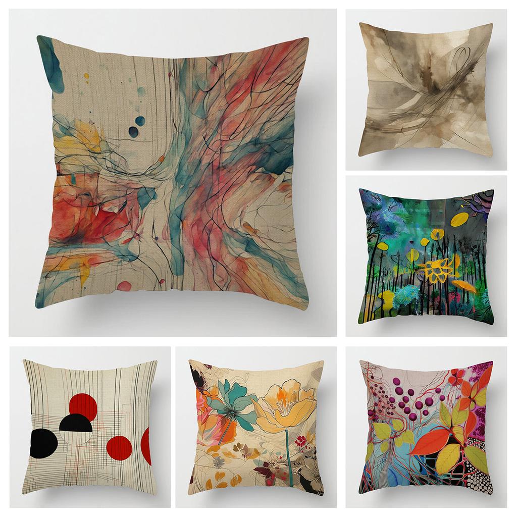 Home Decor Abstract Art Inspired Digital Print Pillowcases Pattern Cushion Cover Suitable for Sofa Bedroom Car Pillow Cover