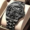 Skeleton Mechanical Automatic Luxury Watch Skeleton 50M Water Resistant Sapphire Glass Tungsten Band Luminous Black Watch for Men Men's Men's