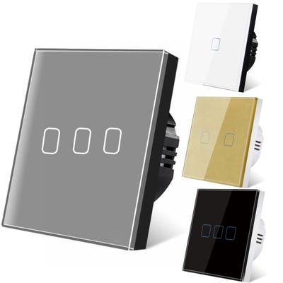 1/2/3Gang легкий сенсорный переключатель из закаленного стекла, настенный переключатель ЕС/Великобритании, легко чистящийся переключатель