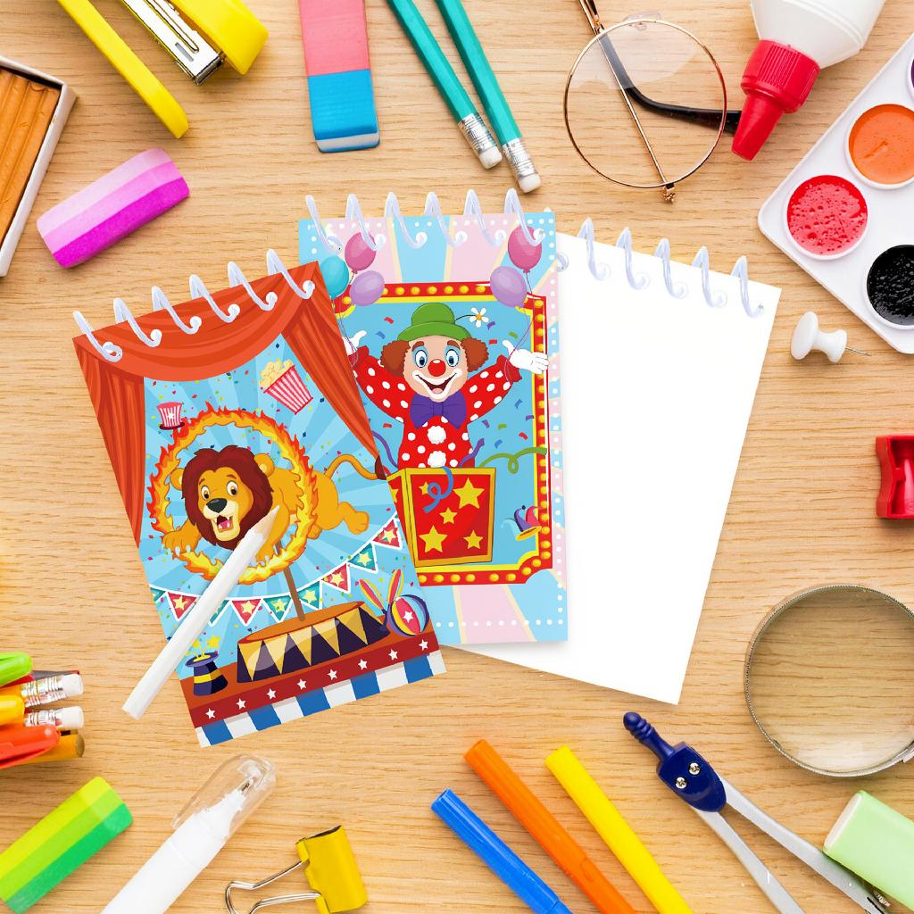 8pcs Circus Animal Spiral Notebook Cute Colorful Vertical Flip Notepad Mini Pocket Memo Kawaii Stationery School Office Supplies