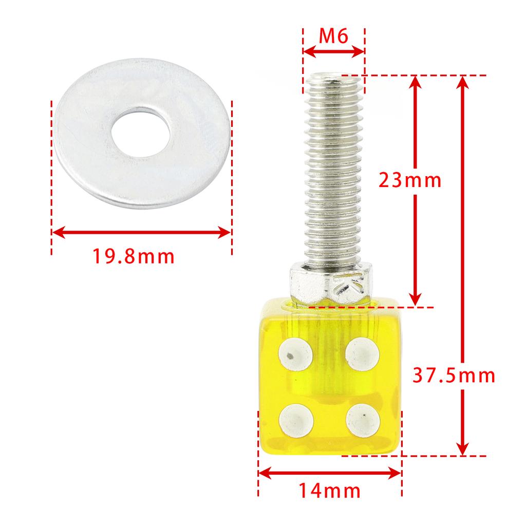 4x Болт-винт для номерного знака Custom DICE Желтый пластик Мотоцикл Чоппер Боббер
