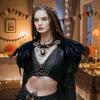 Women's Black Feather Shawl Cape Gothic Feather Shrug Poncho Collar Witch Cosplay Costume for Halloween Carnival