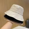 Foldable Polka Dot Bucket Hat Women Sunscreen Travel Visor Shade Lady Sun Hat