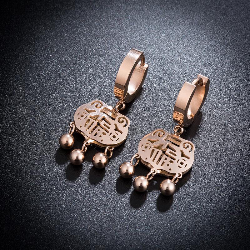 Rose Gold Geometric Titanium Steel Earrings for Women - Stylish, Simple Designs