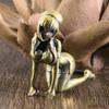 Brass Cupronickel Beauty Action Figures Creative Statuette Figure Kneeling Posture Modeling Desktop Mini Ornament Accessories