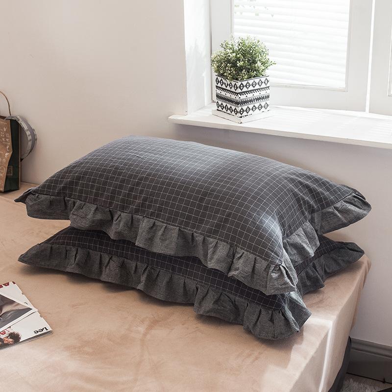 2pcs Fashion French Pillowcase (Without Pillow Core), Soft Breathable Solid Color Lace Pillow Covers, Pillow Protector For Bedroom Sofa Home Decor