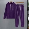 2 шт./комплект женский костюм с капюшоном брюки однотонный плюш длинный рукав толстый верх эластичный пояс брюки с резинкой до щиколотки спортивный фитнес-костюм