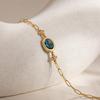 J&D Jewelry Позолоченная нержавеющая сталь 18K Синий двусторонний кулон-черепаха с раковиной Кристальный браслет с белыми стразами Женские подарки