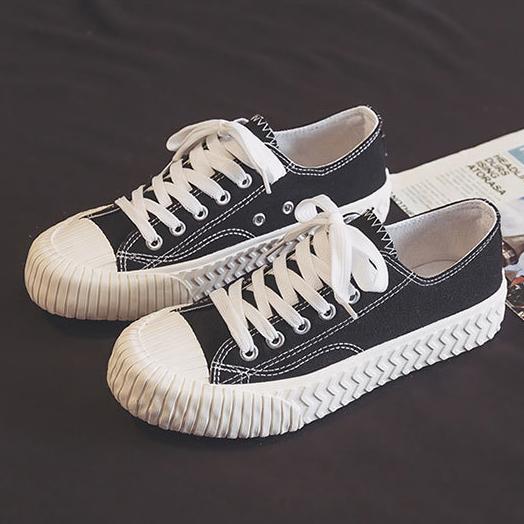 Canvas Shoes Female Caramel Cookie Student with Harajuku Style Vintage Canvas Skates Sneakers P759