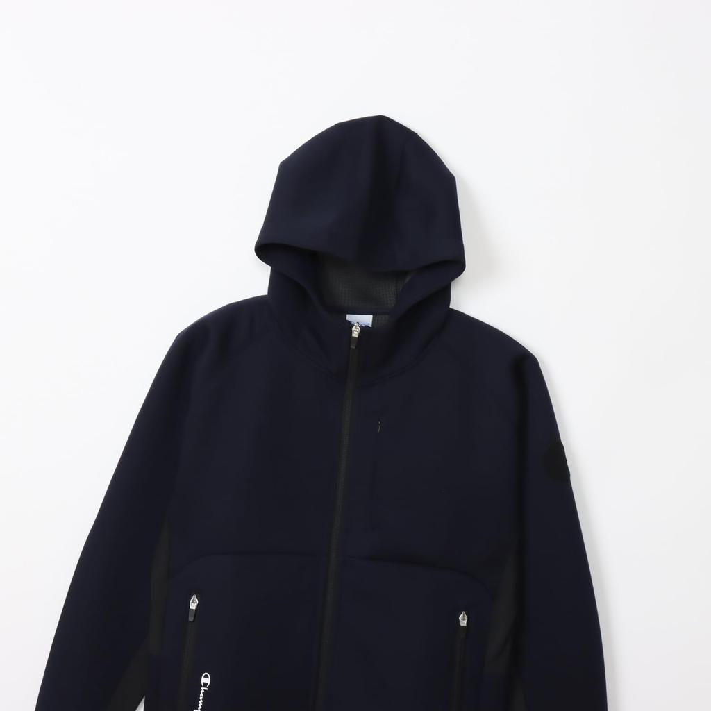Sweatshirt Long Sleeve Water Repellent Script Logo 3LS Zip Hooded Sweatshirt Golf Navy [Champion] WRAP-AIR Techweave(R) C3-AG102 Men's