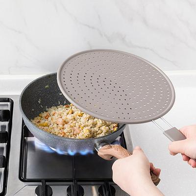 Силиконовый кухонный экран от брызг с ручкой, жаропрочный, масляный, защитный, сливной, крышка для кухонной сковороды