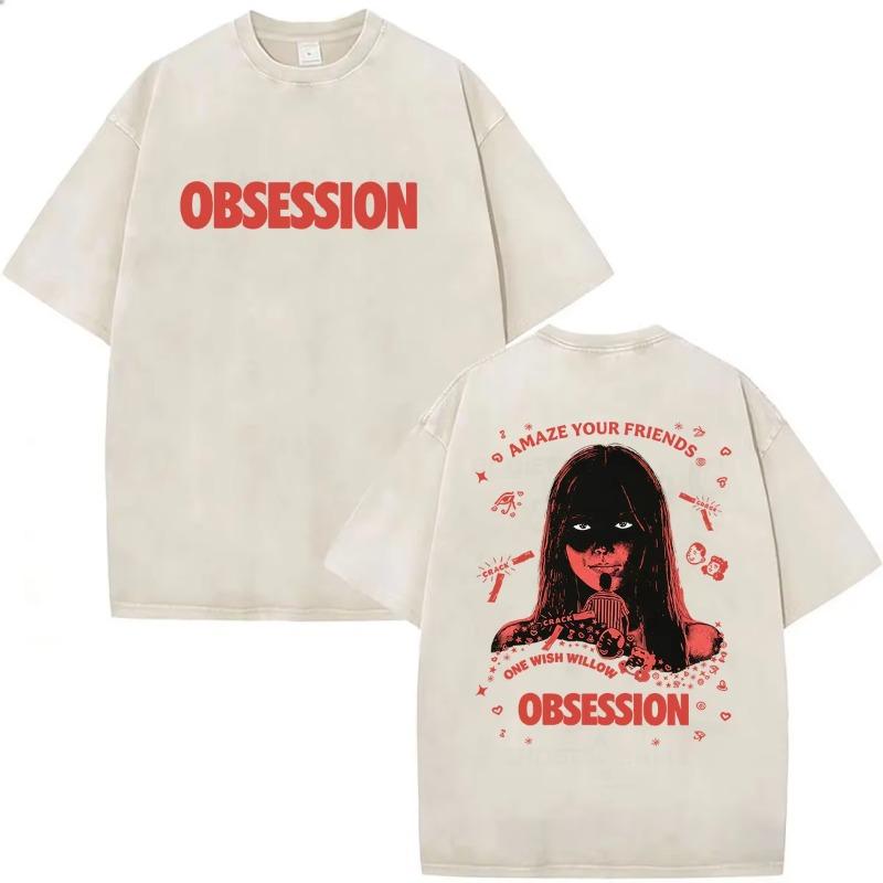 2026 Movie Obsession Be Careful What You Wish for Eyes Graphic Vintage Washed T-Shirts Short Sleeve T-shirt Streetwear