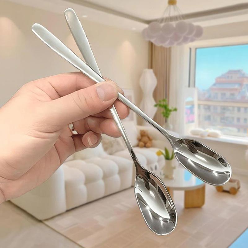 Stainless Steel Spoon Long Handle Stirring Spoon Household Seasoning Spoon Milk Tea Coffee Spoon Desseert Tool Restaurant Supply