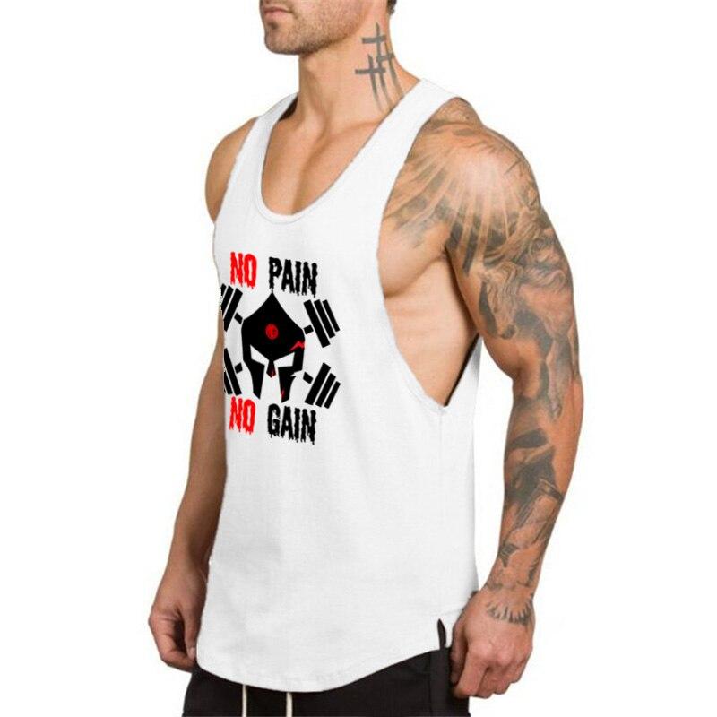 Muscleguys Brand Muscle Vest Bodybuilding Stringer Tank Top Men Summer Fitness Mens Clothing No Pain No Gain Sleeveless T Shirt Singlets