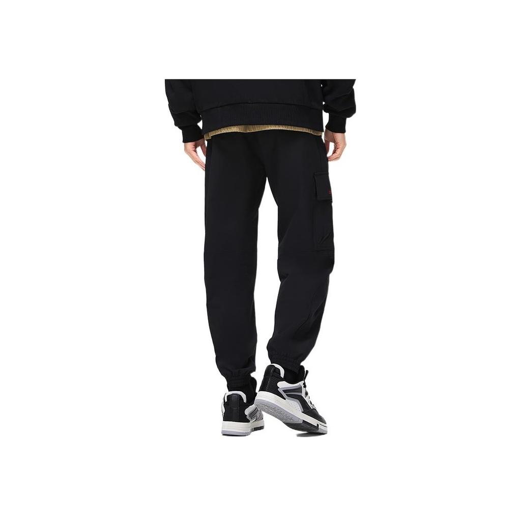 Мужские спортивные штаны Li Ning Skateboard Series, однотонные, зауженные, черные, AYKT075-1