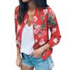 Womens Ladies Retro Floral Zipper Up Jacket Casual Coat Outwear
