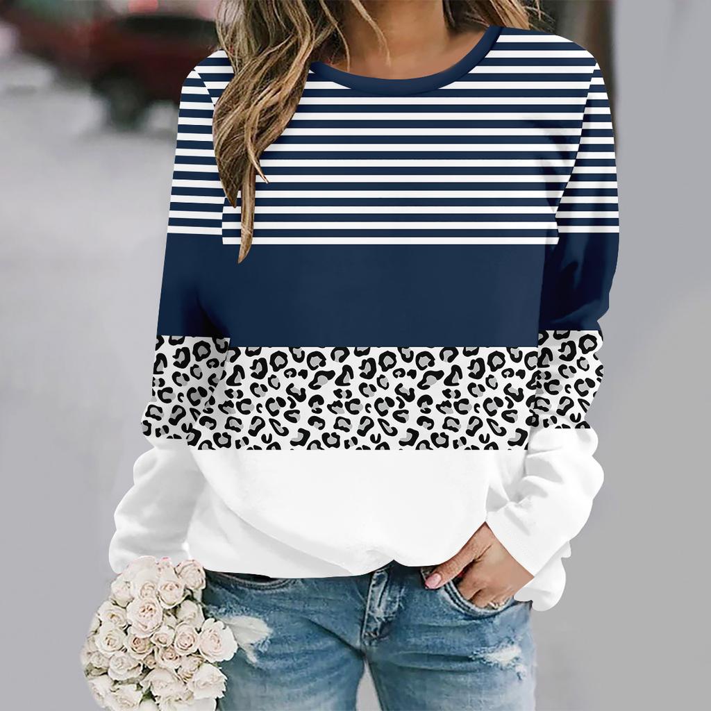 Осень и зима новая мода круглый вырез длинный рукав с принтом элегантная повседневная свободная толстовка