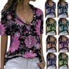 Women's Fashion Casual Printed Button Lapel Short Sleeve Shirt Tops Blouse