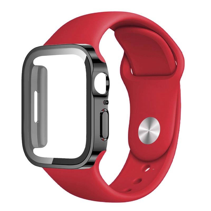 Watch Case Band For Apple Watch strap 44mm 45mm 40mm 41mm 45 mm sport Silicone bracelet iwatch series 8 7 6 5 4SE 9 Ultra 2 49mm