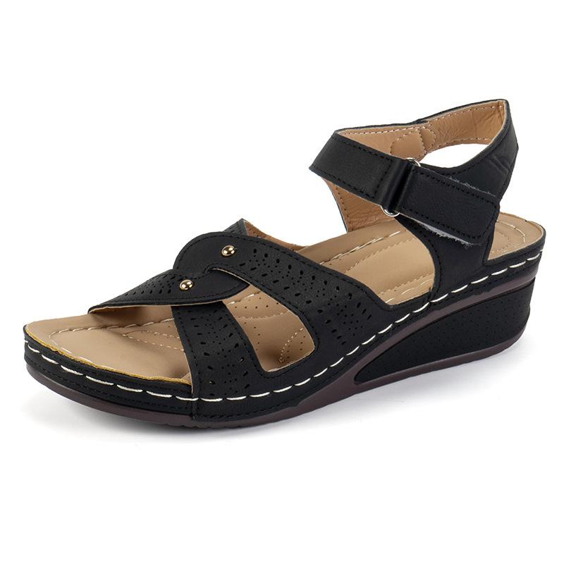 Летняя новинка внешней торговли, большой размер, дышащие сандалии с открытым носком и рыбьим ртом, нескользящие повседневные сандалии на ремешке с пряжкой, туфли для мамы, женские сандалии