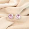 Morganite Gemstone 925 Solid Silver Jewelry Handmade Stud Earrings 0.53" For Her EE-147-3