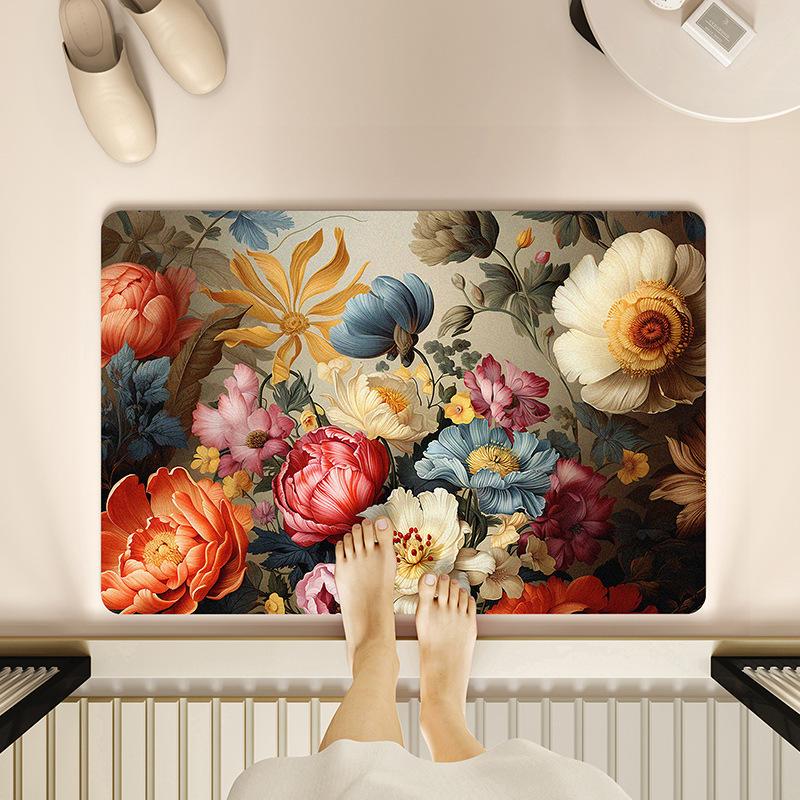 3D Входной Цветочный Ковер Коврик для Пола в Ванной Комнате Входная Дверь Ванная Комната Противоскользящий Коврик Подкладка для Ног