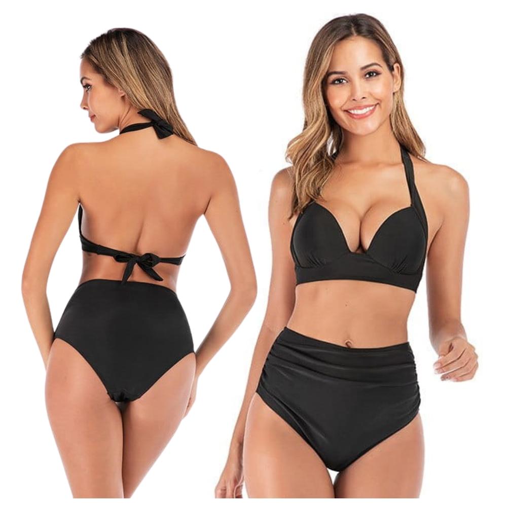 Bikini set swimsuit black high waist stiffened tied XL Bikini set swimsuit black high waist stiffened tied L