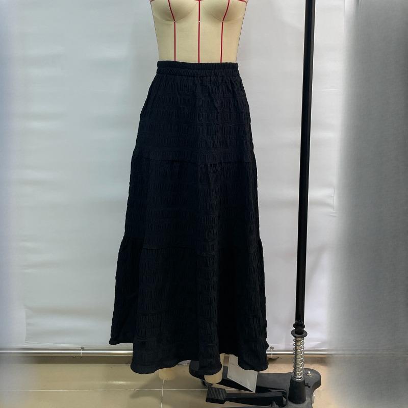 Летняя свободная черная длинная юбка А-силуэта, женская элегантная облегающая модная новая плиссированная женская юбка, винтажная простая женская юбка с высокой талией 25921