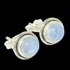 Natural Rainbow Moonstone Gemstone Handmade 925 Solid Silver Stud Earrings P9y67