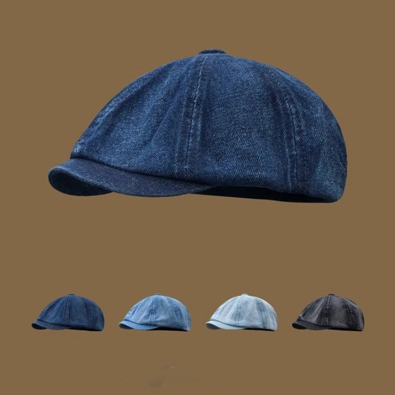 Japanese Literary And Artistic Beret Retro Denim Star Anise Painter Hat Women'S Versatile Fashion Duck Tongue Forward Hat Hat