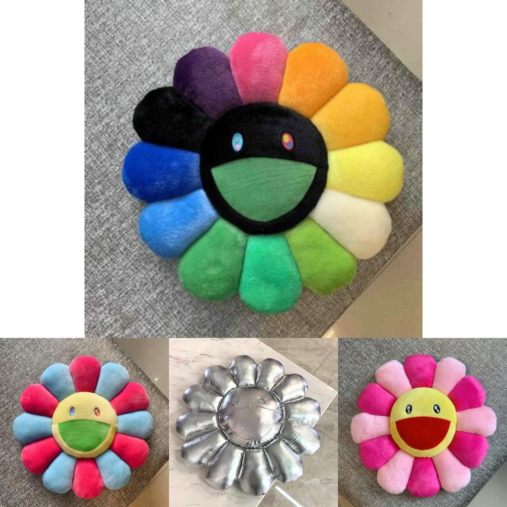 Разноцветная 40 см Подушка Плюшевая Радужный Цветок Такаси Мураками С Улыбающимися Лицами