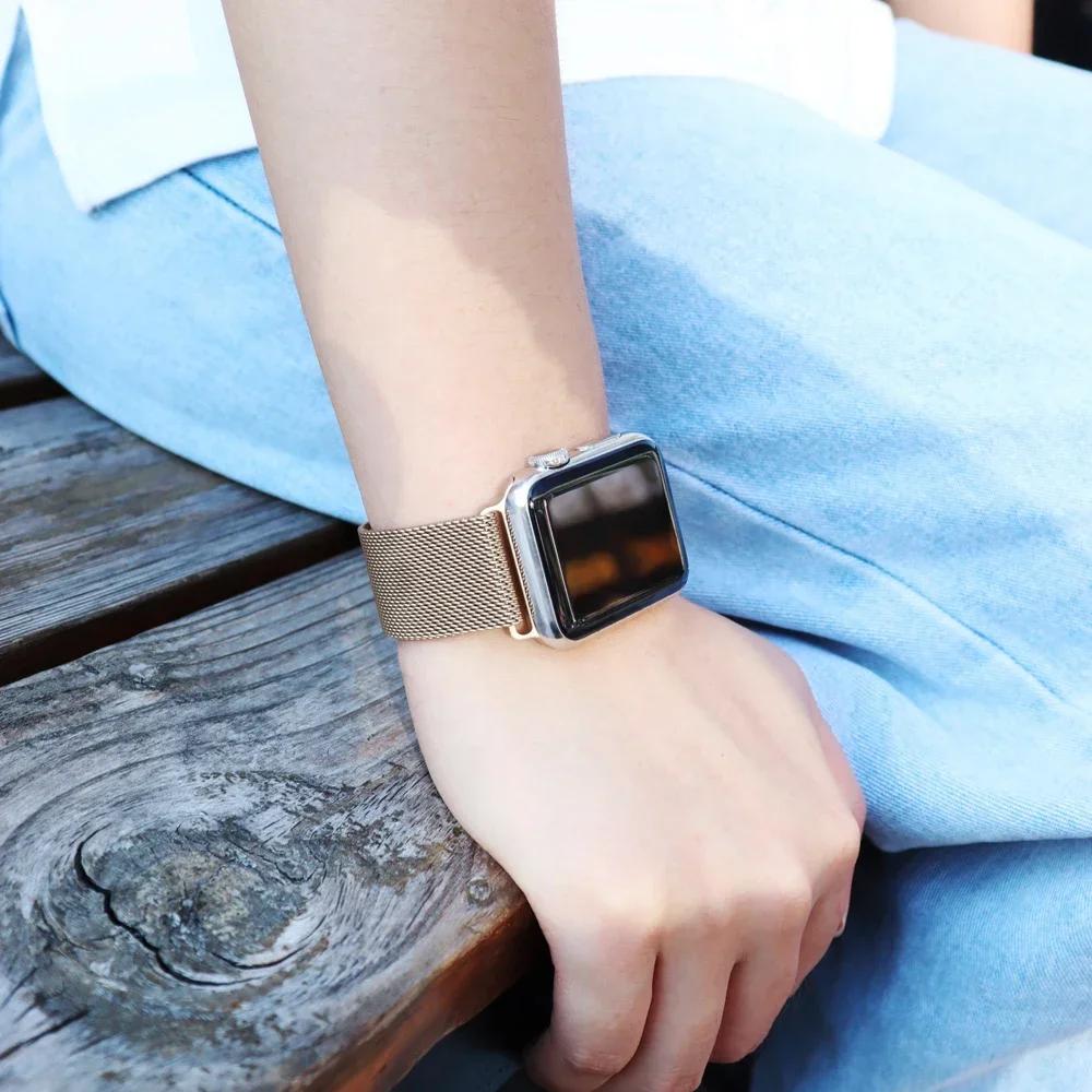 Миланский ремешок Loop Band для Apple Watch Strap Ultra 49 мм 46 мм 45 мм 44 мм 41 мм 40 мм Металлический браслет-браслет iwatch серии 9 8 7 6 5 4 3 SE