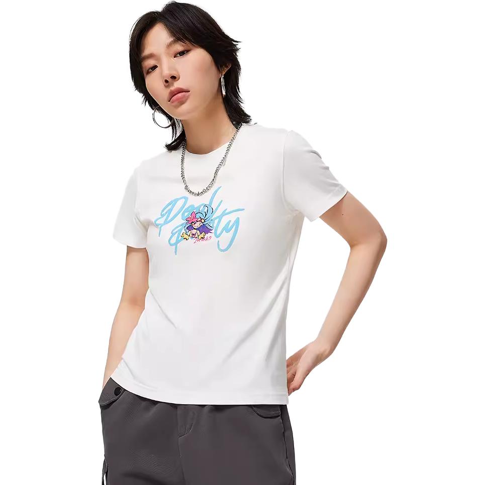 Футболка с коротким рукавом и круглым вырезом Li Ning X League Of Legends Pool Party, женские топы, цвет не совсем белый ATST808-1