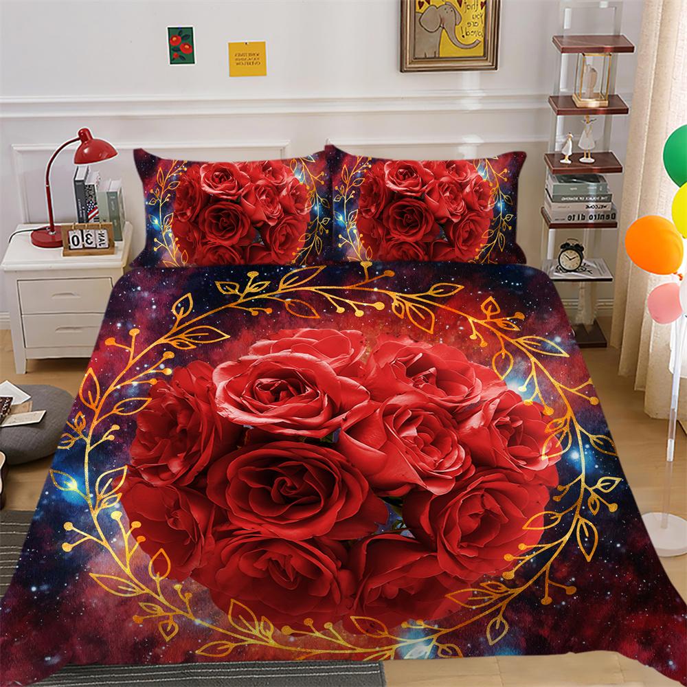 Комплект постельного белья с цветочным принтом, двойной размер, полиэстеровые покрывала, модное высококлассное домашнее постельное белье