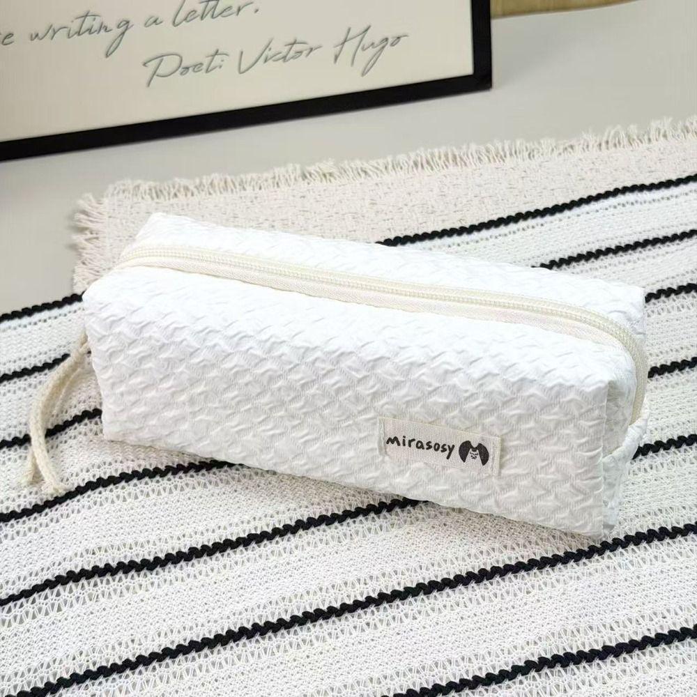 Zipper Closure Zipper Pouch Textured Surface Pencil Case High Quality Makeup Bag Makeup Storage