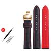 Genuine Leather Bracelet Carbon Fiber Grain Watchband Red Stitching 18mm 20mm 22mm Watch Band Strap Accessories Butterfly Buckle