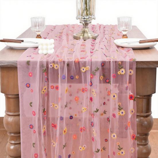 Цветочная скатерть-дорожка Весенняя Летняя Цветочная скатерть-дорожка 6 футов Тюль