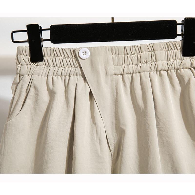 DIMANAF 2025 Шорты больших размеров Летние женские брюки с широкими штанинами Однотонные Свободные с высокой талией Повседневные шорты Базовые Шаровары Новые