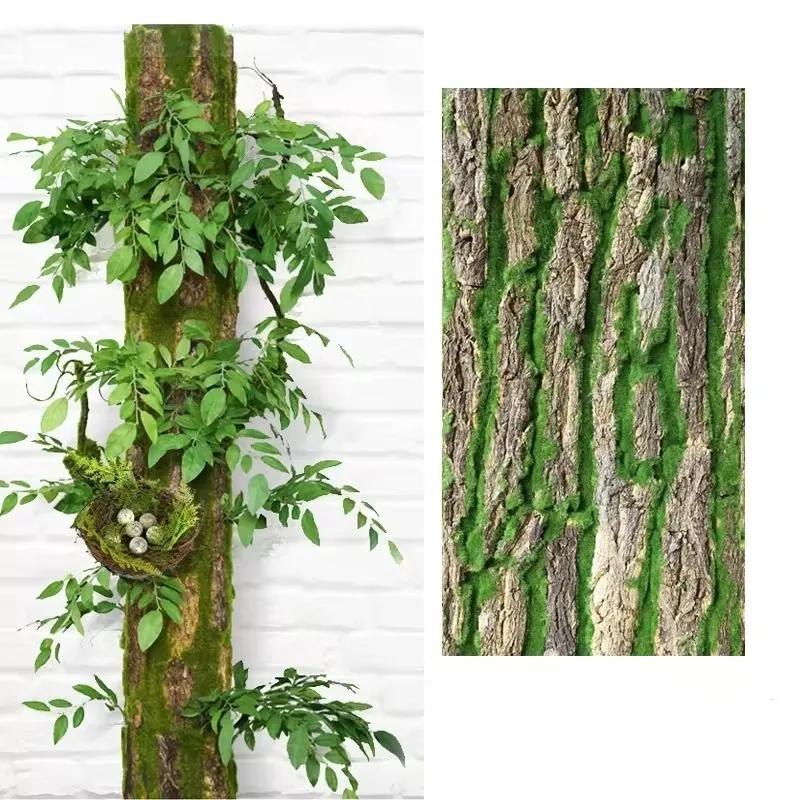 Wall Artificial Tree Bark Simulation Natural Fake Moss Plant Bark Pipe Pillar Cork Cover Balcon Garden Decor Outdoor Decoration