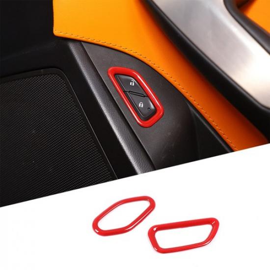 ABS Red Door Lock Switch Button Cover Trims molding for 2014-19 Corvette C7