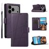 For iPhone 17 Pro Max Phone Case Line Imprint Leather Wallet Cover with Wrist Strap