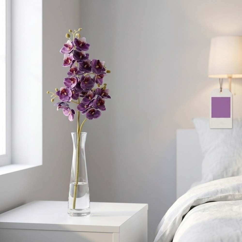 21 Heads Artificial Phalaenopsis Branches Real Touch 2 Fork Fake Mini Flowers Realistic Handmade Simulation Plant Balcony Decor