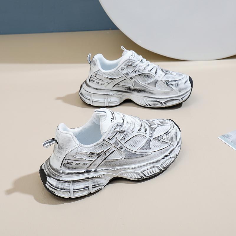 Мода 2024 года на толстой подошве женские модные нескользящие дышащие весенние и осенние кроссовки на толстой подошве