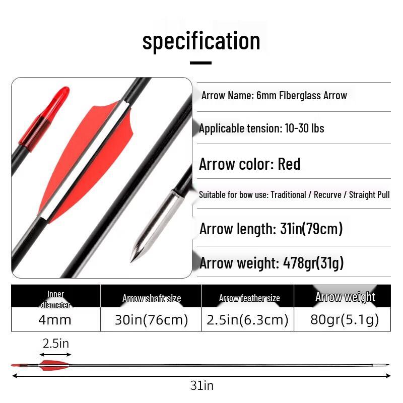 WEZHO Fiberglass Arrows for Traditional Bow