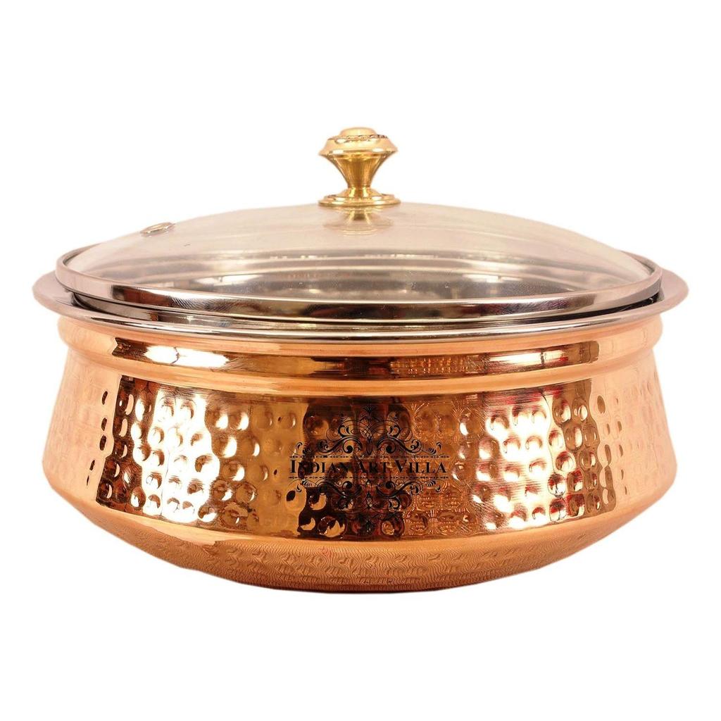 Copper Serving Handi with Lid, 1350ml, 2 Piece (Brown)