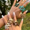 Colored Open Finger Ring Beads Ball Fashion Ring Exaggerated Small Ball Ring
