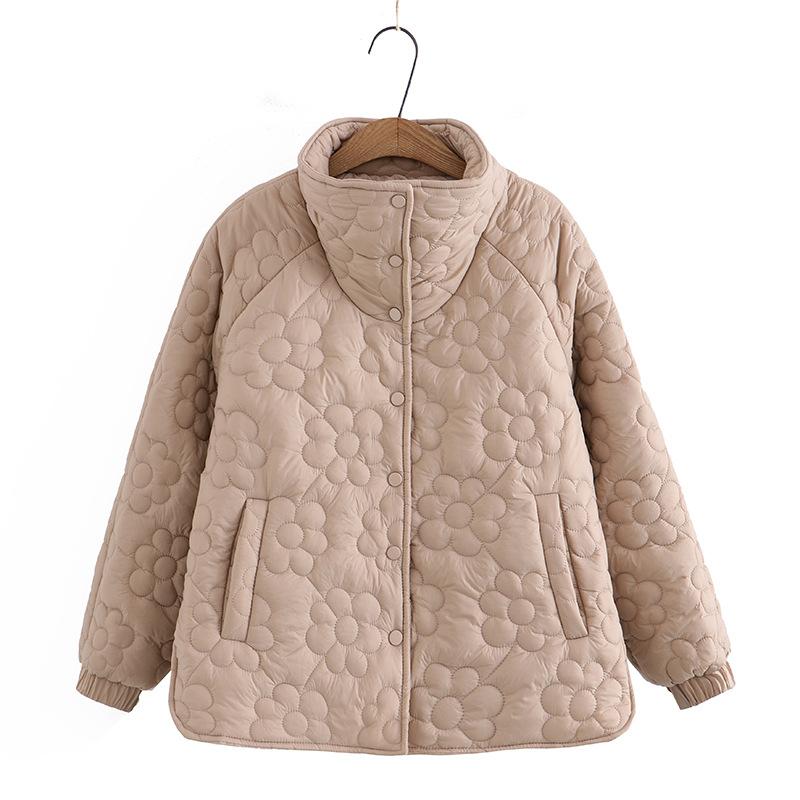 Woman Lightweight Padded Jacket Thin Cotton Coat Clothing Winter Solid Color Long Sleeve Top Loose Casual Elegant Quilted Jacket