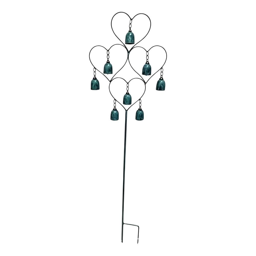 Rustic Wind Chime Ground Plug Heart-Shaped Yard Ornament Garden Decoration Outdoor Decoration
