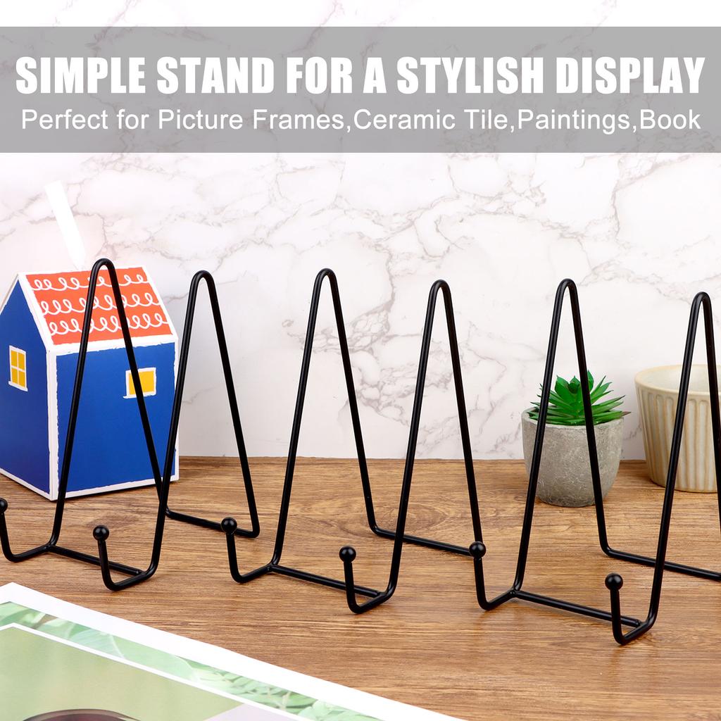 8 Pack 6 Inch Plate Stands For Display Iron Plate Holders Easel Display Stand Metal Wire Frame Holder For Decorative Plate Dish,