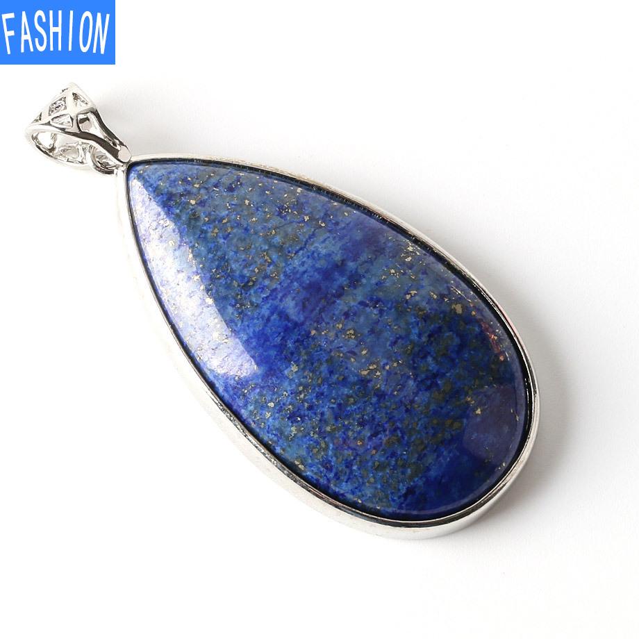Большой кулон с каплей воды, женский натуральный камень, аметист, порошок, кристалл, лазурит, кулон, простой стиль